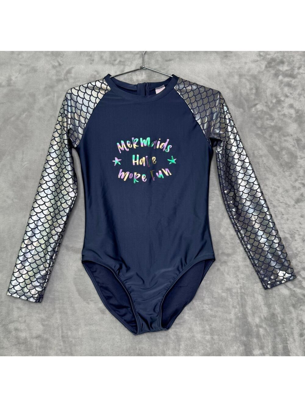 More Than Magic Leotard Girls Large 10/12 Mermaids Have More Fun Silver Sleeve